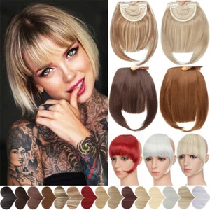 Clip in Highlight Bangs 3D Synthetic Hair Extensions Fringe Front Hairpieces US - Picture 1 of 41