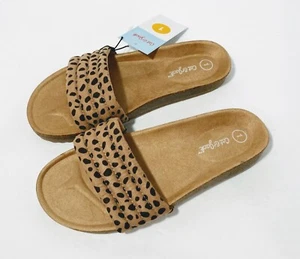 Cat & Jack Youth Girls Selma Animal Print Slide Sandals Tan - Sizes 1/2/3/4 & 13 - Picture 1 of 37