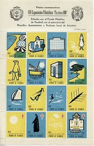 ESPAGNE BLOC TIMBRES VIGNETTES 1958 VII EXPOSITION FILATELICA FILATELO 100 / - Photo 1/2