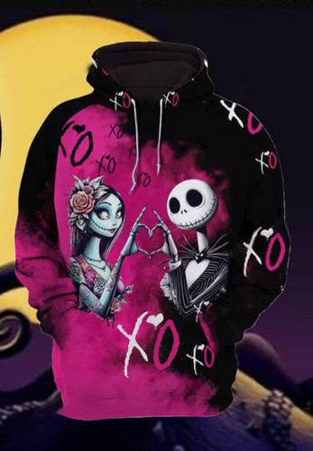 FELPA CON CAPPUCCIO 3D Jack And Sally XoXo Insieme Per Sempre Buon San Valentino MIGLIOR PREZZO