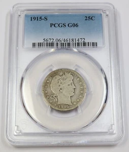 1915 S PCGS G6 | Barber Quarter - 25c US Coin #42242B - Picture 1 of 2