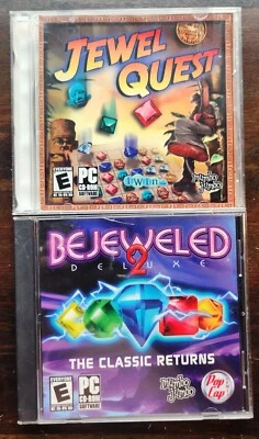 Jewel Quest and Bejeweled 2 Pc Game Lot Windows Puzzle Solitaire CD ROM - Image 1 of 3