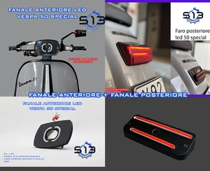 KIT 2 PZ - FANALE ANTERIORE - FARO LED VESPA 50 SPECIAL + FANALE POSTERIORE-LED - Foto 1 di 12