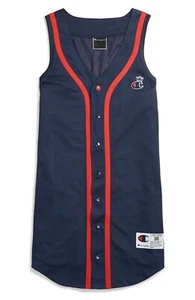 CHAMPION women's Imperial life crown Navy Blue Baseball Jersey #19 Dress (M) NEW - Picture 1 of 10