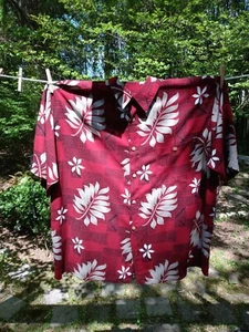 Puritan Hawaiian Button Up Short Sleeve Shirt Men’s XLarge Maroon/Red Shirt - Picture 1 of 4