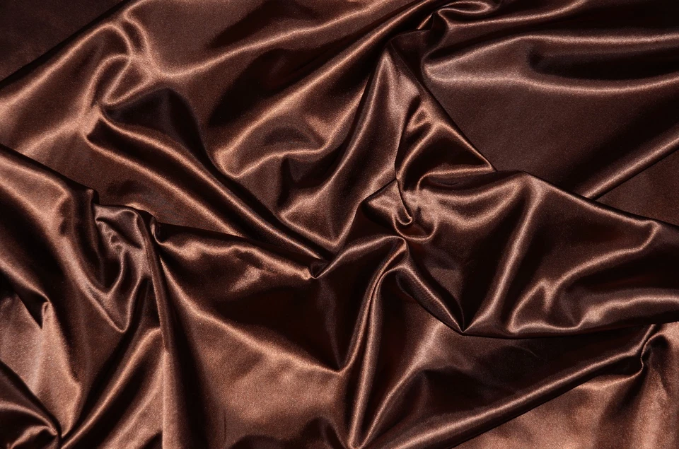 CHARMEUSE SATIN POLYESTER FABRIC 60 BROWN SOLID SILKY - Image 1 of 1