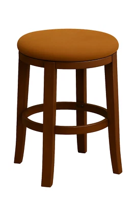 Taburete de Bar Auténtico Cuero de Vaca Cubierto Asiento Giratorio Cojín Acabado Espresso Madera Foto 1 de 4