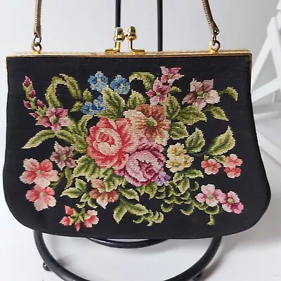 Antiga Bolsa de Ponta Pequena Vintage Ponta Agulha Fecho de Torção Cetim/Forro - Imagem 1 de 4