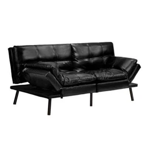 Oikiture Sofa Bed Futon Lounge Couch Convertible Leather 3-Seater Black - Picture 1 of 9