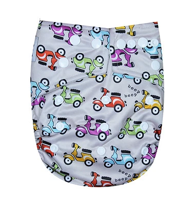 SEE DIAPERS ORGANIC BAMBOO TERRY BABY CLOTH DIAPER WITH 2 TERRY INSERTS SCOOTER - Image 1 of 4