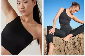 Athleta S SMALL Aurora Seamless One Shoulder Tank Top, Black Asym Shirt NWT - Picture 1 of 4