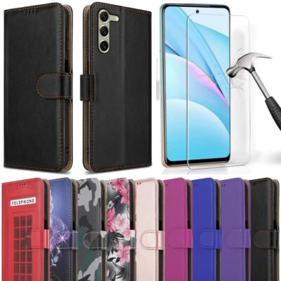 PIXFAB Case For Samsung Galaxy A15 Leather Wallet Flip Stand Phone Cover & Screen Glass