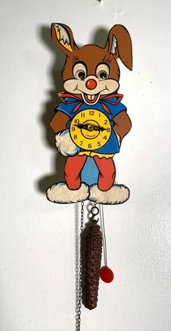 Antique Rare Helmut Kammerer German Child Cuckoo Clock Germany Rabbit Bunny Cover