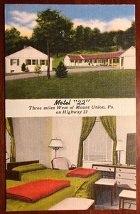 Motel "22" West of Mount Union Pennsylvania linen - Picture 1 of 2