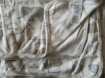 Carter's Animal Baby Blanket Brown White Gray Dog Turtle Sheep Lion Elephant   - Image 1 of 4