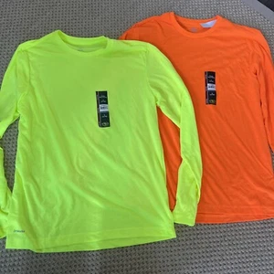 Mens Small Lot Of 2 Hi Vis T-Shirt Safety Long Sleeve Work Shirt Athletic Works - Picture 1 of 5