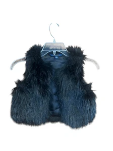 Polo Ralph Lauren Girls Black Fur Vest Sz 5 NWOT - Picture 1 of 4