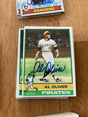 Tarjeta Topps 1976 firmada por Piratas Al Oliver Foto 1 de 3