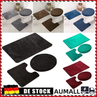 3 Teilig Badteppich Badvorleger Badematte set Badeteppich WC Rutschfest Matte - Bild 1 von 4