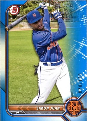 2022 Bowman Draft Simon Juan BD-52 Blue 70/150 - Image 1 of 2