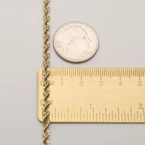 Brazalete de cuerda con corte de diamante hueco de oro amarillo de 10K 4 mm 8-9" - eslabones de cadena hombres mujeres - Imagen 1 de 3