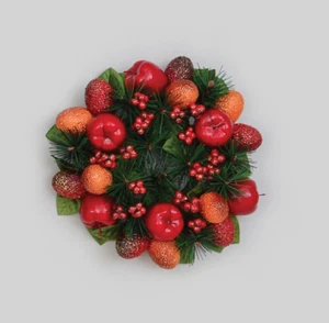 3in Large Christmas Candle Ring Decoration Fruit & Berries Mix - Picture 1 of 1
