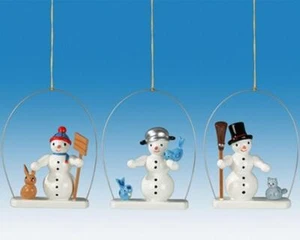 Christbaumschmuck Baumbehang 3-teilig / Schneemann im Ring Höhe ca 6,5 cm NEU - Bild 1 von 1