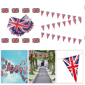 Union Jack Bunting Bandiera Reale Festa Compleanno Street Party Decorazione 10M - Foto 1 di 16