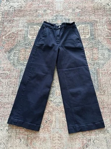 Everlane Wide Leg Pants Women’s Size 2 Navy Blue High Rise Cropped Trousers - Picture 1 of 6