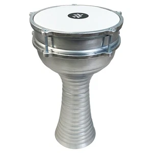 Zaza Percussion 16'' Turkish Aluminum (Silver) Darbuka Doumbek, Synthetic Head - Picture 1 of 5