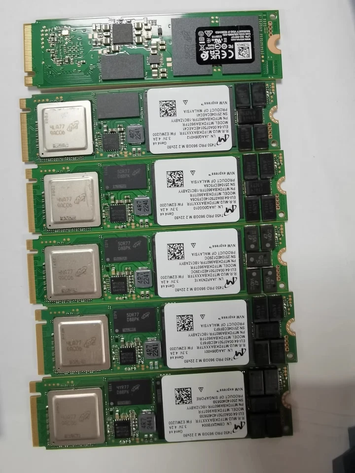 1x 960GB MICRON M.2 7450 PRO 22x80 Gen4x4 MTFDKBA960TFR-1BC1ZABYY NVME 1DWPD TLC - Image 1 of 1
