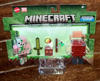 Minecraft: (2024) ¡Figuras ZOMBIFIED PIGLIN & MINECRAFT STRIDER con cubo de magma! Foto 1 de 2