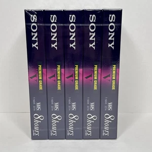 5 Pack SONY T-160VE Premium Grade 8-Hour Blank VHS Video Tapes, BRAND NEW - Picture 1 of 5