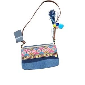 Desigual Denim Embroidered Crossbody - Picture 1 of 6