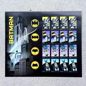 Adam West Signed BATMAN 75th Anniversary Official Issue 2014 USA Stamps - Picture 1 of 6