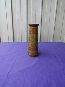 Brass Vase Red Enamel Engraved Hand Made Vintage - Bild 1 von 7