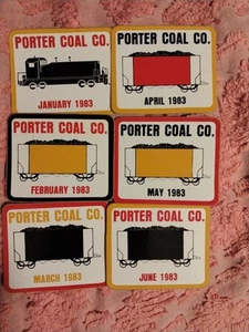 NICE SET OF 6 1983 Vintage PORTER COAL CO. COAL MINING STICKERS - Picture 1 of 8