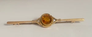 Antike viktorianische klassische gemarkt 9 kt Gold Citrin Stab Anstecknadel Brosche um 1900 - Bild 1 von 12