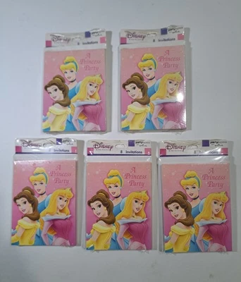Lote De 5 Invitaciones De Cumpleaños Fiesta Princesa Disney Sello De Colección - Paquete De 8 Foto 1 de 2