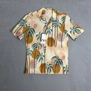 Zara Hemd mit Knopfleiste Herren Größe Small Beige Relaxed Fit Tropical Sommer Freizeit - Bild 1 von 10