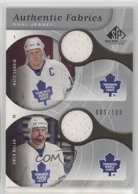 Juego SP Edición Usada 2005 Telas Auténticas Doble/100 Owen Nolan Mats Sundin Foto 1 de 3