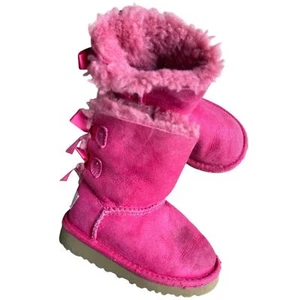 Ugg double Bailey bow pink boots 7C girls baby toddler PLAY - Picture 1 of 9