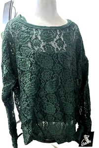 NWT Size S 6 Girls Lace Top ART CLASS Green long Sleeve - Picture 1 of 2