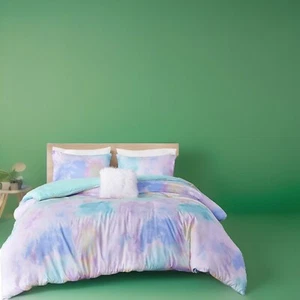 Intelligent Design Cassiopeia Tie Dye/Aqua Printed Comforter Set Queen/Full New - Picture 1 of 10