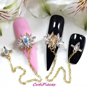 NailArt Plata AB Champagne Estrás Oro Cadena Lágrima Marco de Ojos Jem Aleación Metal - Imagen 1 de 10
