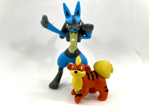 Pokemon Lucario & Growlithe Figure Lot  Jazwares WCT  1.5" & 3.5" Cover