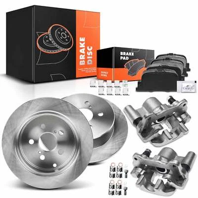 Rotores de freno de disco traseros diestros y pastillas de cerámica + pinzas para Scion tC 2005-2010 Foto 1 de 4