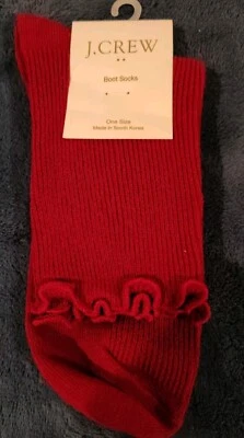 New J Crew Women's Burgundy Boot Socks Cotton Blend  - Image 1 of 4