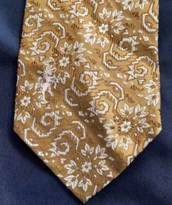 Vtg MCM 60s BRONZINI Gold Textured Silk Blend Wide Necktie~Tie~Madmen~55x4.25 - Picture 1 of 5