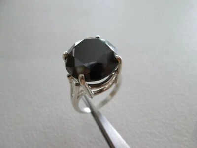 12.30ct REAL BLACK DIAMOND RING *CERTIFICATE* DIAMOND TESTER INCLUDED, SIZE 7 - Image 1 of 4